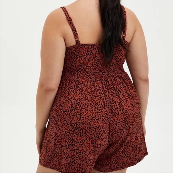 Torrid 4X super soft romper orange animal spotted 0189 brown pockets knits tank - Picture 2 of 13